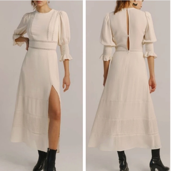 NWT Reformation Merritt Midi Dress - Cream Ivory White Wedding Bridal Event
